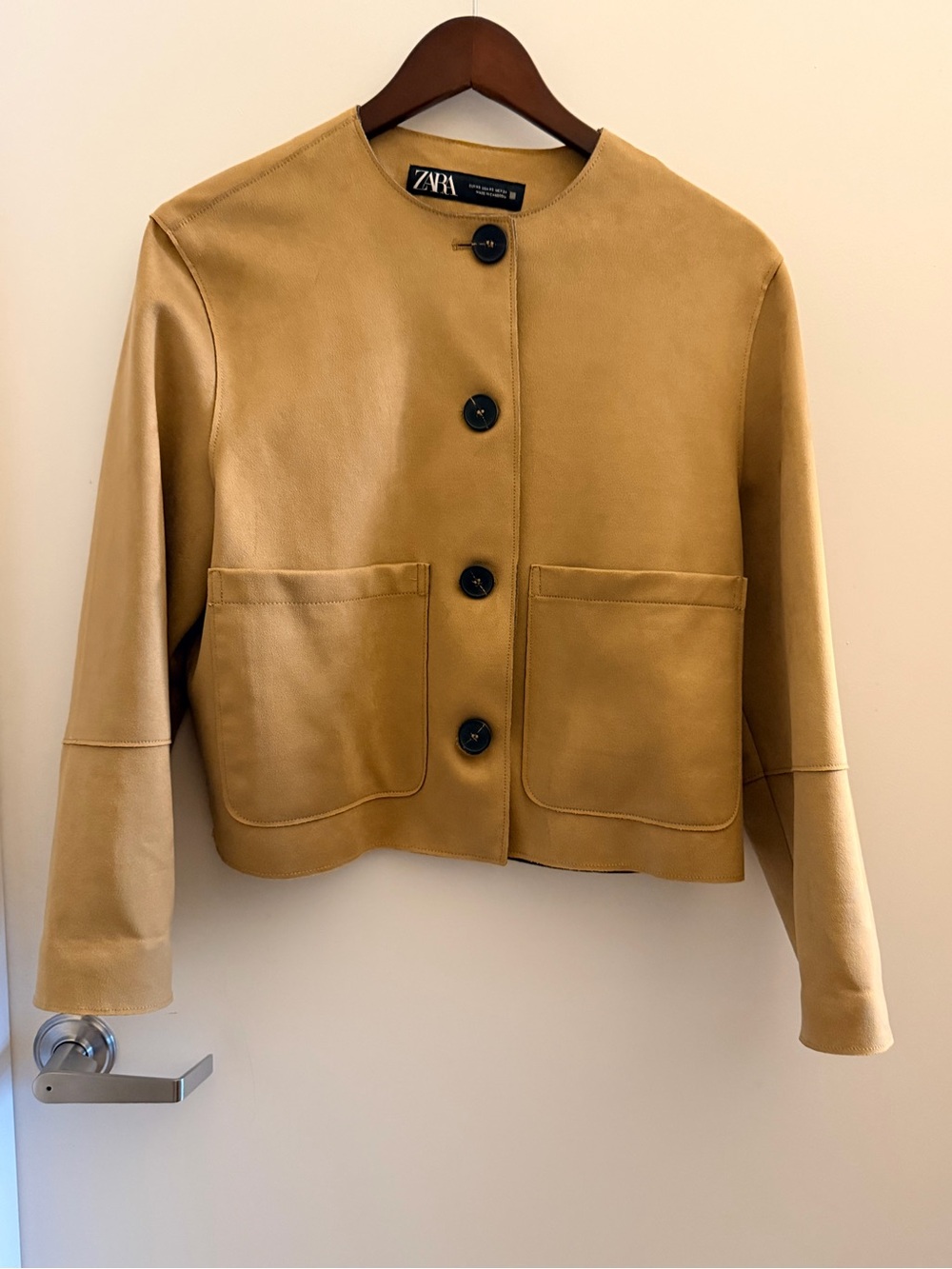 Zara Faux Suede Leather Jacket Brown Like New